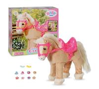 Baby born Mi Caballo Cutie Click & Play con transportín | Función de caminar y sonido, silla rosa, brida, pines para decorar