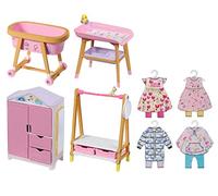 BABY born Minis Muebles 906163, Exclusivo juego de muebles de inspiración escandinava para muñecas y playsets BABY born Minis, Adecuado para niños mayores de 3 años