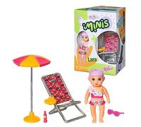 BABY born Minis Verano con Lara 906132, Muñeca de 7 cm con accesorios exclusivos y cuerpo móvil para un juego realista, Adecuada para niños a partir de 3 años