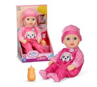 Baby Born Muñeca Anna con Pelele Rosa, Suave, 36 cm, Cuerpo de Tela y Ojos para Dormir, Incluye biberón