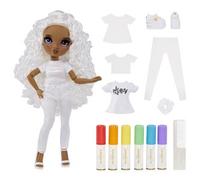 BABY born - Muñeca Fashion DIY colorear y crear - ojos morados, pelo rizado, top y zapatos extra, rotuladores arcoiris