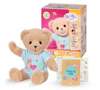 Baby Born Oso - Peluche Suave con Brazos y piernas móviles - Peluche con Pelele Azul y Accesorios incluidos - Apto para niños a Partir de 0 años