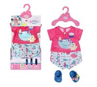 BABY born Pijama para baño 43 cm, incluye mono, zapatos y percha, fácil de usar 3+ años