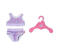 BABY born Ropa Interior para Muñecas, Ropa Interior Baby Born, 43 cm, Conjunto de Ropa Interior de 2 Piezas en Morado y Blanco con Top y Calzoncillos