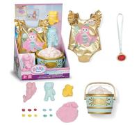 Baby Born Set Sorpresa de Playa con bañador Estampado Sirena, moldes de Arena, Arena moldeable, Cubo y 5 sorpresas para muñecas de 43 cm