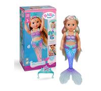 BABY born Sirena - Muñeca de 43 cm - Cabello mechones de Colores - Cola Luminosa - Funciona con Pilas - Apta para niños a Partir de 3 años