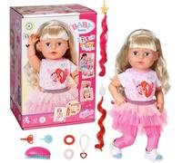 BABY born Sister Play & Style 835401, Muñeca de 43 cm con Cabeza y Cuerpo Flexibles, Incluye 7 Funciones y 10 Accesorios, Adecuada para niños Mayores de 4 años