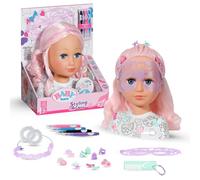Baby Born Styling Cabeza Creativa - con Pelo Rosa, rotuladores y más de 20 Accesorios. para niños a Partir de 3 años