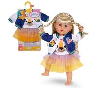 BABY born Tutu Outfit - con Falda tutú de Colores, Camiseta y Chaqueta de Estilo Universitario - Accesorios para muñecas Ropa Adecuada para muñecas de 43 cm de tamaño