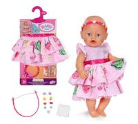 BABY born Vestido con Pins 43 cm con Cinta para el Pelo | Diadema, pines y caja de almacenamiento incluidos, para muñecas de 43 cm
