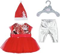 BABY born Vestido de Navidad con Lentejuelas, Leggings y Gorro de Navidad para muñecas de 43 cm, 836118 Zapf Creation