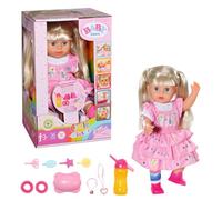BABY born- Zapf Creation 834916 Kindergarten Little Sister 36 cm große Puppe mit 7 lebensechten Funktionen, Langen blonden Haaren und 11 Accessoires