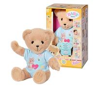 BABY born Zapf Creation 835616 Bär Blau mit blauen Strampler- Teddybär Kuscheltier, bewegliche Arme und Beine, drehbarer Kopf, waschbar per Handwäsche, mit Freundschaftsbuch und Stickerbogen.