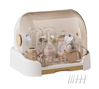 Baby Bottle Storage Box - PP 31.5x25.5x25cm Tapa a prueba de polvo de gran capacidad | Baɓy Bottļe Rack de secado, bandeja de drenaje desmontable, portabitros y soporte de teether, organizador de guar