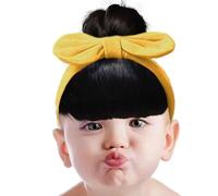 Baby Bowknot Bangs Wigs, Toddler Wig Hairpiece with Soft Bangs and Elastic Band, Skin-Friendly Headwear Accessories for Stage Performances, Celebrations, Dress-Up, Daily Wear