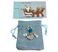 Baby Boy My First Christmas 2020 Llavero de recuerdo con bolsa de terciopelo y tarjeta de regalo