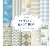 Baby Boy Nursery Scrapbook Paper Pad 8.5x8.5 20 Designs Powder Blue Dusty Navy for Baby Shower Card Making and Junk Journaling: Baby Shower Junk Journal Crafts, Mixed Media & Scrapbooking