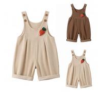 Baby Boys Girls Dungarees Shorts Kids Baggy Corduroy Overalls Sleeveless Adjustable Strap Suspender Shortall Toddler Summer Button One Piece Jumpsuit Loose Fit Casual Romper