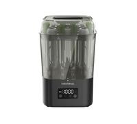 Baby Brezza SuperQuick Esterilizador y Secador en 10 Minutos (75% Más Rápido) | Mayor Capacidad para 8 Biberones y Piezas de Extractor | Esterilizador Eléctrico de Vapor | 4 en 1 (Negro)