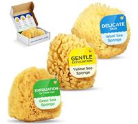 Baby Buddy Baby Bath - Esponjas de mar variadas de 4 pulgadas, esponja de mar natural absorbente, suave para la piel sensible, biodegradable, hipoalergénica, accesorios de baño para baño, paquete de 3