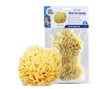 Baby Buddy Esponja de baño natural para bebé de 4 cm ultra suave de lana de mar suave para la piel tierna del bebé, biodegradable, hipoalergénica, absorbente esponja de mar natural, Marrón, Pack De 2