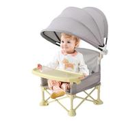 Baby Camping Chair, Foldable Toddler Dining Seat, Built-In Feeding Tray, Removable Sun Canopy Cover, Compact Travel-Ready Frame, 1-Piece Chair for Outdoor Picnic Beach Lawn Home