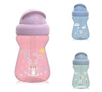 Baby Care Botella infantil 200 ml, Sport Sipper Mini Animals, Pajita, Tapa, color:rosa