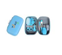 Baby Care - Kit de aseo 8 en 1 para recién nacidos, azul, yallow, estuche de viaje rosa con cortaúñas, cepillo para el pelo, peine, termómetro y más para bebés y niños pequeños, juego de manicura y