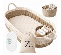 Baby Changing Basket for Baby Dresser, Moses Baskets for Newborn, Baby Moses Basket Changing Basket for Dresser, Changing Pad Basket Changing Table Basket, Diaper Caddy (Beige)