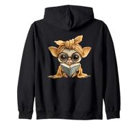 Baby Chihuahua Pequeño Libro Lectura Perro Amante Retrato Gráfico Sudadera con Capucha