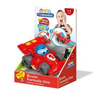 Baby Clementoni - Coche de Carreras Bruno, Coche de niño de 1 a 4 años, Juego de Primera Infancia, Coche parlante con Sonidos y LED, estimula Las Habilidades manuales y la percepción Visual-auditiva,
