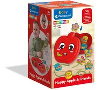 Clementoni Baby Happy Apple & Friends, Juego Montessori para Encajar, Actividad educativa para niños a Partir de 18 Meses, estimula Las Manualidades Finas y lógicas, con 8 Personajes, Fabricado en