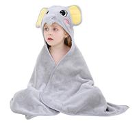 Baby Coral Terciopelo con capucha para bebé, poliéster, 120 x 70 cm, elefante de 0 a 6 años