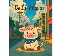 Baby Cow Daily Planner for Women and Teens: Undated Kawaii-Style Organizer with Schedule, To-Do List, Mood Tracker, Goals & Water Intake - Aesthetic Pink Daily Planning Journal