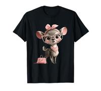 Baby Deer Kawaii Fawn Rosa Leopardo Gafas Retrato Animal Camiseta