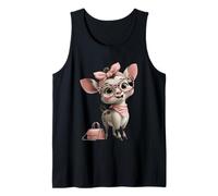 Baby Deer Kawaii Fawn Rosa Leopardo Gafas Retrato Animal Camiseta sin Mangas