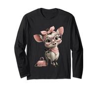 Baby Deer Kawaii Fawn Rosa Leopardo Gafas Retrato Animal Manga Larga