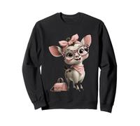 Baby Deer Kawaii Fawn Rosa Leopardo Gafas Retrato Animal Sudadera