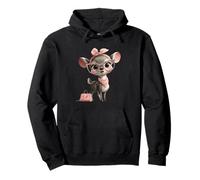 Baby Deer Kawaii Fawn Rosa Leopardo Gafas Retrato Animal Sudadera con Capucha