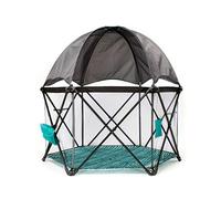 Baby Delight Go With Me Eclipse Mesh Playard portátil | Parque de juegos | Toldo solar | Interior y exterior | Base de rayas de acuarela