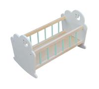 Baby Doll Bed, Miniature Wooden Crib Furniture, Enhanced Stability Feature, Realistic Design for Toddler Girls, Boys, Bedroom Play Activities, 19.29x7.48 Inches
