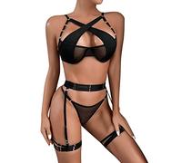 Baby Doll Lencería Lenceria Mujer Sexy Erótico Interior De De Malla para Mujer Divertido Conjunto Piezas con Anillo Traje Sexy Artesanía Lencería Y Atrevida Disfraz Cosplay Black S