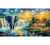 Baby Elefante with Flowers and Mariposa Puzzle de 1000 Piezas de Papel Reciclado - Juego Familiar Divertido & Actividad para casa Idea Adultos 75x50/1000pcs