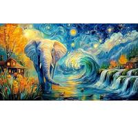 Baby Elefante with Flowers and Mariposa Puzzle de 1000 Piezas para Adultos - Juego edugatoivo & Relajación Decoración de Pared & Regalo 75x50/1000pcs