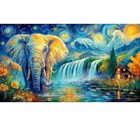 Baby-Elephant-with-Flowers-and-Butterfly Puzzle para Adultos y niños 1000 Piezas Juego Educativo Papel Reciclado Desafiante Actividad en casa 38x26/1000pcs