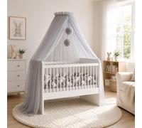Baby Fancyroom Dosel Para Cuna De Bebé, Mosquitera, Cama Auxiliar, Decoración De Habitación De Bebé, Toldo De Tul Premium (Gris Claro, Dosel Con Pompón)