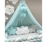 Baby Fancyroom - Dosel para cuna de bebé, mosquitero, cuna de princesa, dosel para cama auxiliar, decoración para habitación infantil, baldaquino de lujo para habitación de niños de tul premium (verde