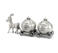 Baby First Curl and Tooth Keepsake Set de calabaza, diseño de carruaje para almacenamiento, regalo para momentos especiales, color plateado