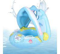Baby Float, Kids Swim Float, 21.65 Inches Inflatable Water Ring PVC Raft Tube, Shade Pool Floating for Hot Weather Travel Outdoor Bath Party Vacation Beach, Blue