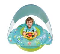 Baby Floats Canopy, Inflatable Swim Seat Float, 27.56x275.98 Inches Safety Sun Protection Design & Padded Seat, Built in Steering Wheel Toy for Beach River Lake Boat